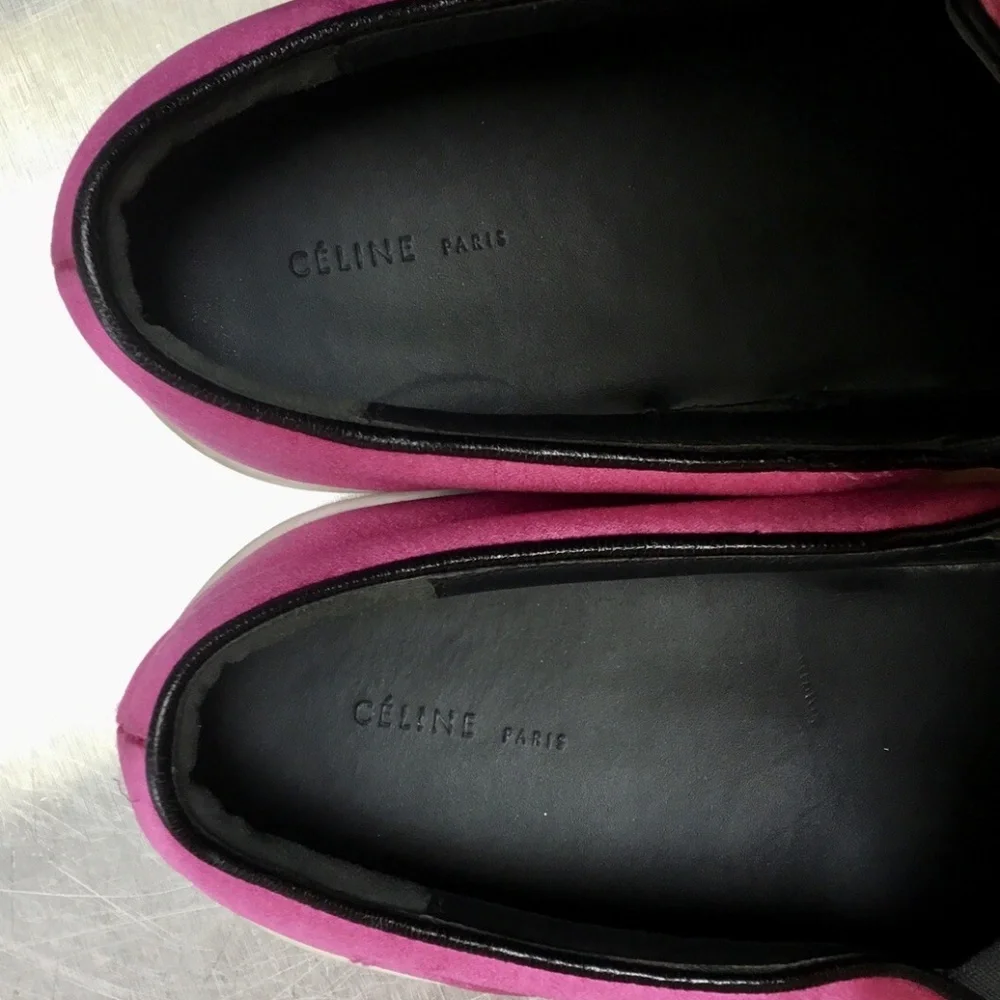 CELINE Fuchsia Pink Duchess Satin SLIP-ON Sneakers - Picture 6 of 7